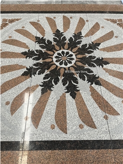 Granite Square Medallions Pattern Tiles For Outdoor Flooring