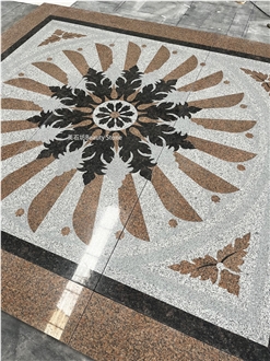 Granite Square Medallions Pattern Tiles For Outdoor Flooring