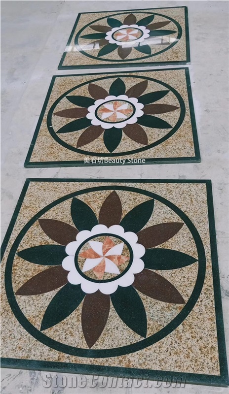 Granite Square Medallions Pattern Tiles For Outdoor Flooring