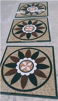 Granite Square Medallions Pattern Tiles For Outdoor Flooring
