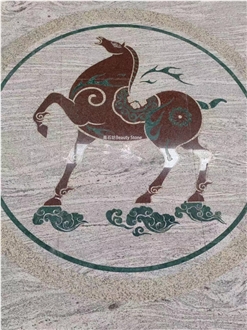 Horse Granite Waterjet Pattern Medallion