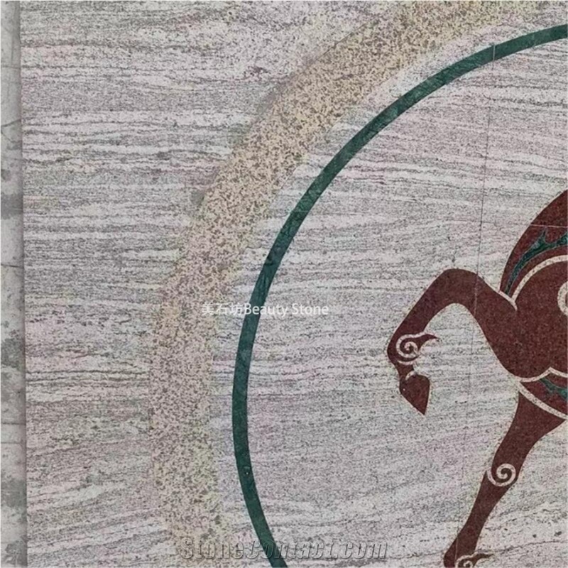 Horse Granite Waterjet Pattern Medallion
