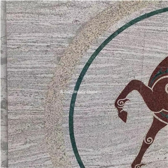 Horse Granite Waterjet Pattern Medallion