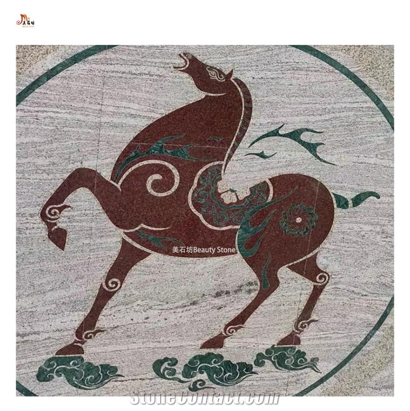 Horse Granite Waterjet Pattern Medallion