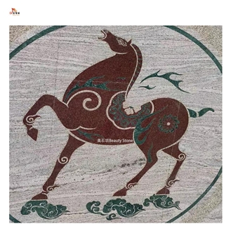Horse Granite Waterjet Pattern Medallion