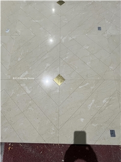 Natural Marble Waterjet Cut Metal Brass Inlay Floor Pattern