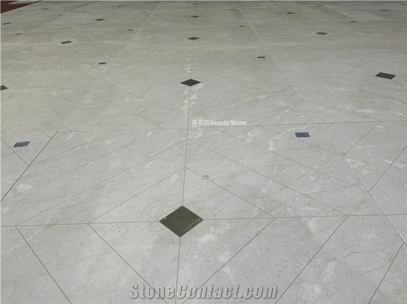 Natural Marble Waterjet Cut Metal Brass Inlay Floor Pattern