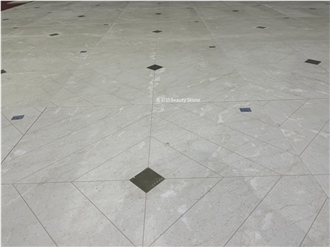 Natural Marble Waterjet Cut Metal Brass Inlay Floor Pattern