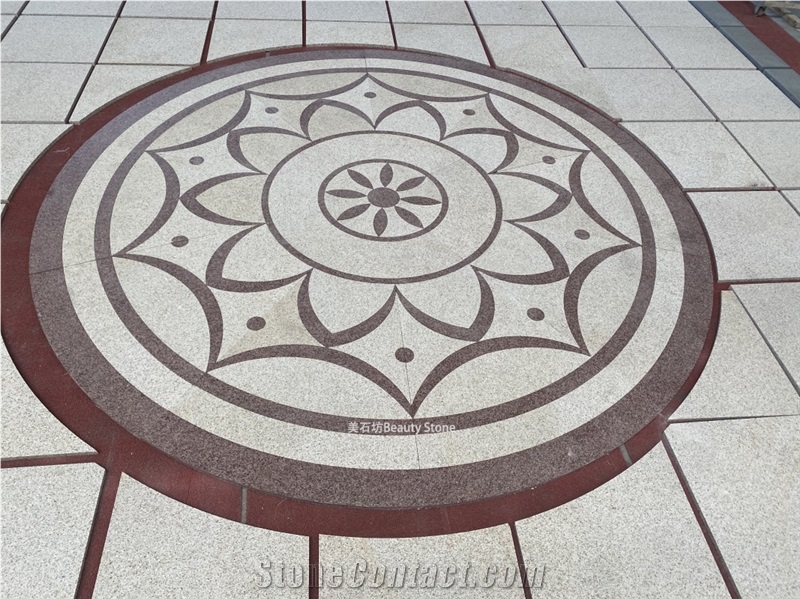 Natural Stone Granite Inlay Medallion Pattern Outside Floor