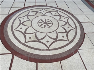 Natural Stone Granite Inlay Medallion Pattern Outside Floor