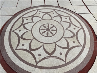 Natural Stone Granite Inlay Medallion Pattern Outside Floor