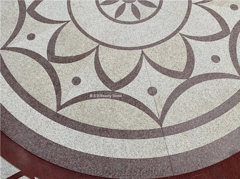 Natural Stone Granite Inlay Medallion Pattern Outside Floor