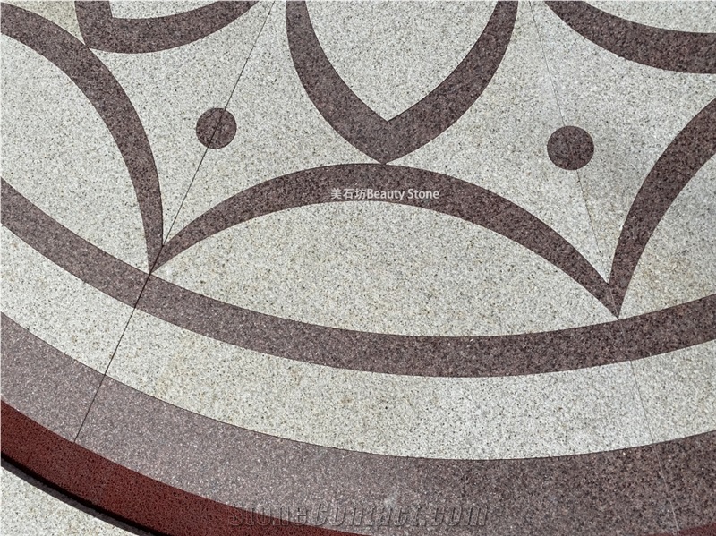 Natural Stone Granite Inlay Medallion Pattern Outside Floor