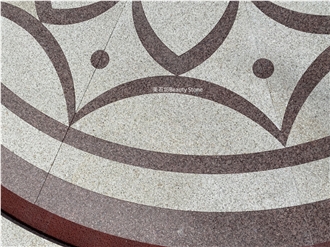 Natural Stone Granite Inlay Medallion Pattern Outside Floor