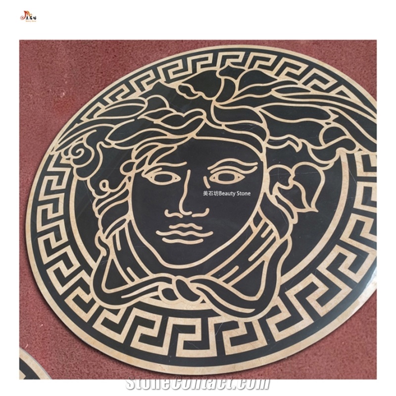 Versace Brand Logo Waterjet Inlay Floor Medallions Pattern