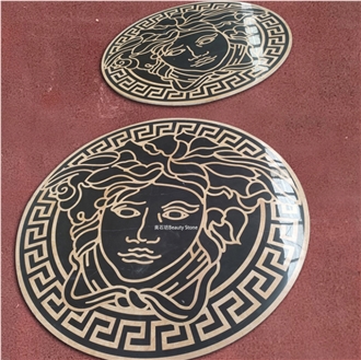 Versace Brand Logo Waterjet Inlay Floor Medallions Pattern