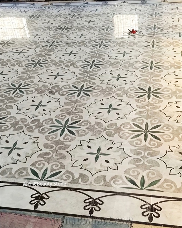 Waterjet Carpet Floor Medallions Polished Pattern