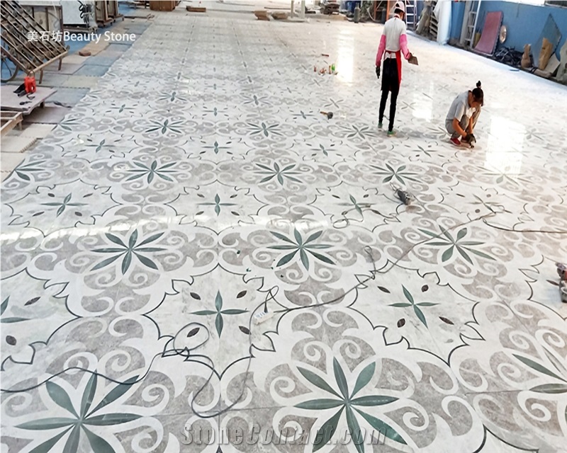 Waterjet Carpet Floor Medallions Polished Pattern