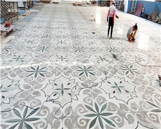 Waterjet Carpet Floor Medallions Polished Pattern