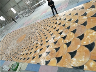 Yellow Marble Waterjet Medallions Floor Tile