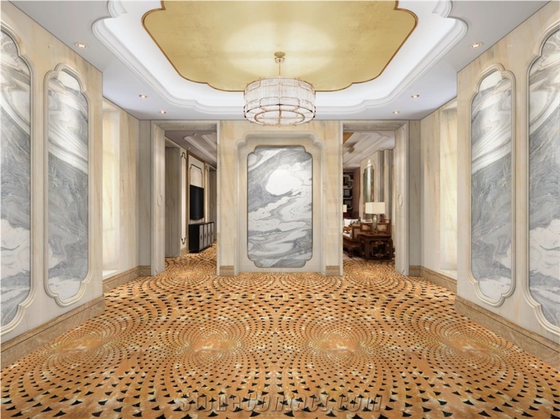Yellow Marble Waterjet Medallions Floor Tile