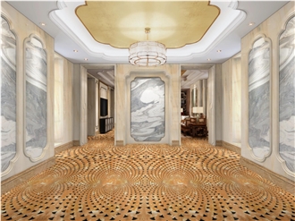 Yellow Marble Waterjet Medallions Floor Tile