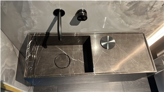Bulgaria Grey Marble Wall Mounted Sink