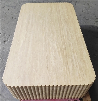 Fluted Travertine Coffee Table For Minimalism Living Room