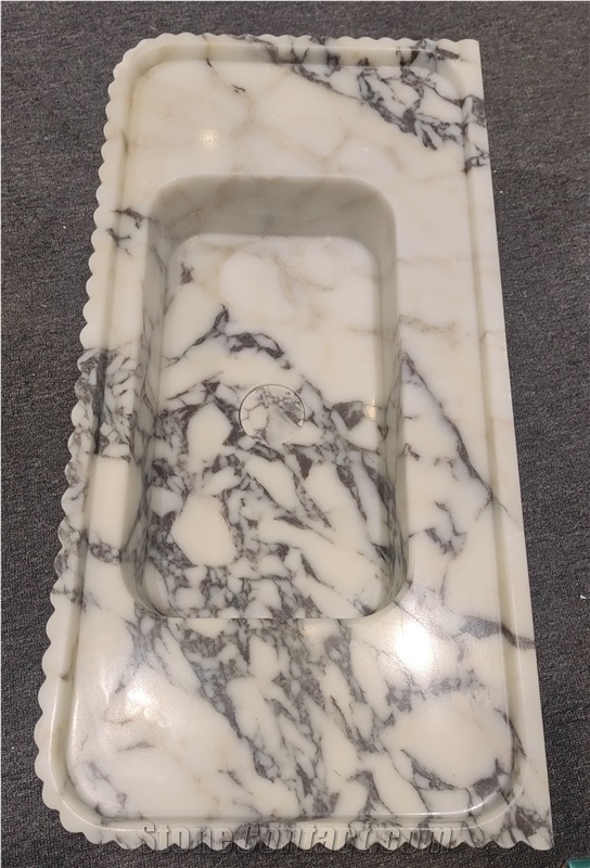 Wall Mounted Calacatta Viola Marble Bathroom Sink