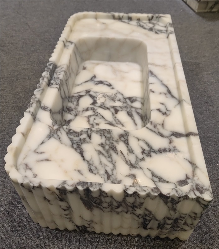 Wall Mounted Calacatta Viola Marble Bathroom Sink