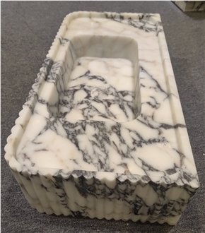 Wall Mounted Calacatta Viola Marble Bathroom Sink