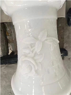 Chinese White Marble Polished  Flower Pots,Carved Flowers