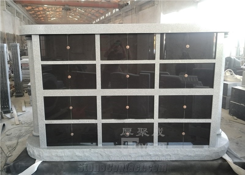 2 Sides 48 Niches Columbarium Light Gary Color Black Door