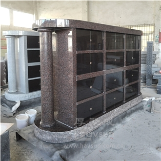 Indian Mahogany Granite Cemetry Columbarium 2 Sides 48 Niches