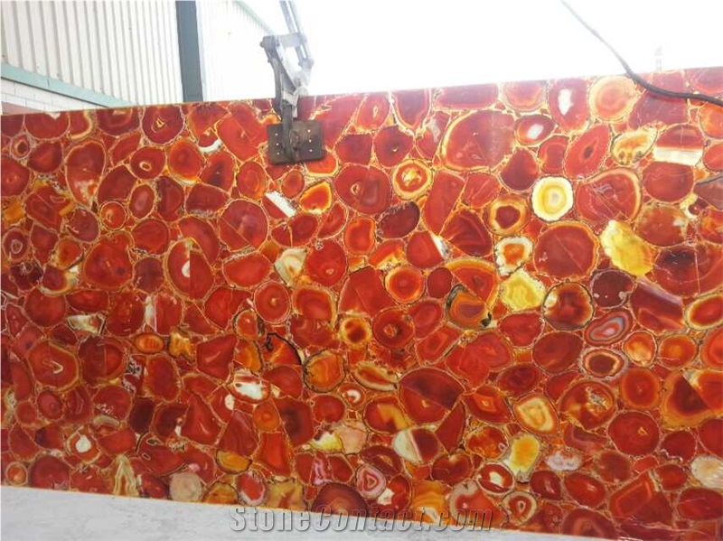 Colorful Red Agate Semiprecious Stone Slabs With High Quality