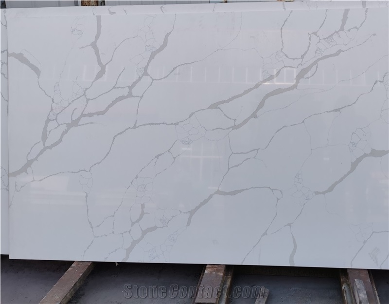 Snow White Calacatta Artificial Marble Pure White Quartz