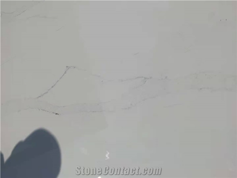 Snow White Calacatta Artificial Marble Pure White Quartz
