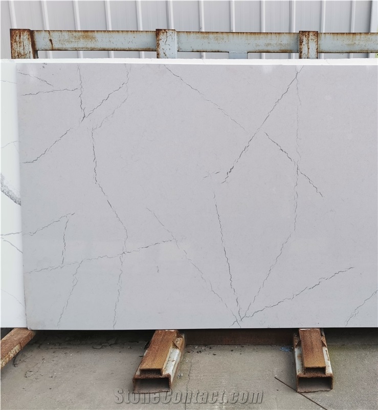 Snow White Calacatta Artificial Marble Pure White Quartz
