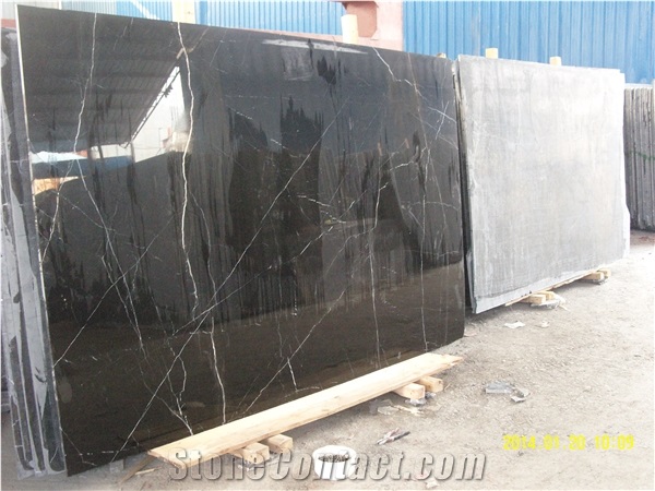 Black Marquina Marble Slab 240Upx120upx1.8Cm Tiles