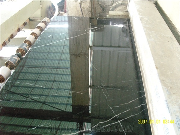 Black Marquina Marble Slab 240Upx120upx1.8Cm Tiles