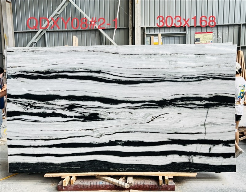 Panda White Marble Slabs 240Upx120upx1.8Cm