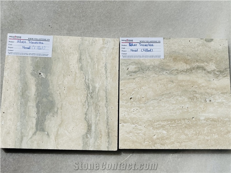 Silver Ocean Travertine Filled Honed Slabs