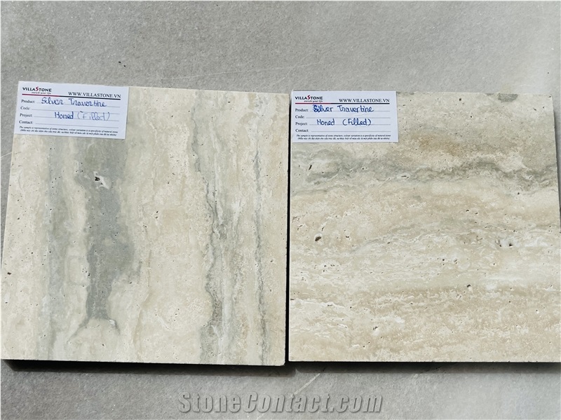 Silver Ocean Travertine Filled Honed Slabs