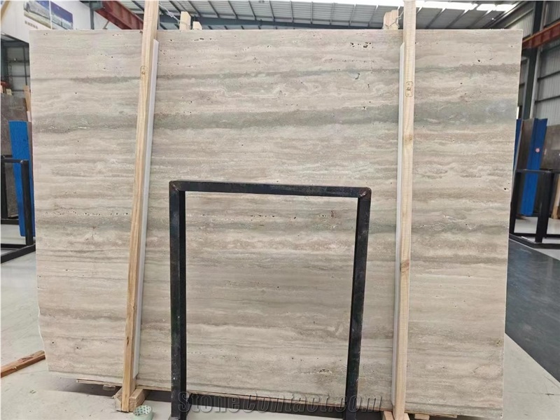 Silver Travertine Slabs, Polished Or Honed