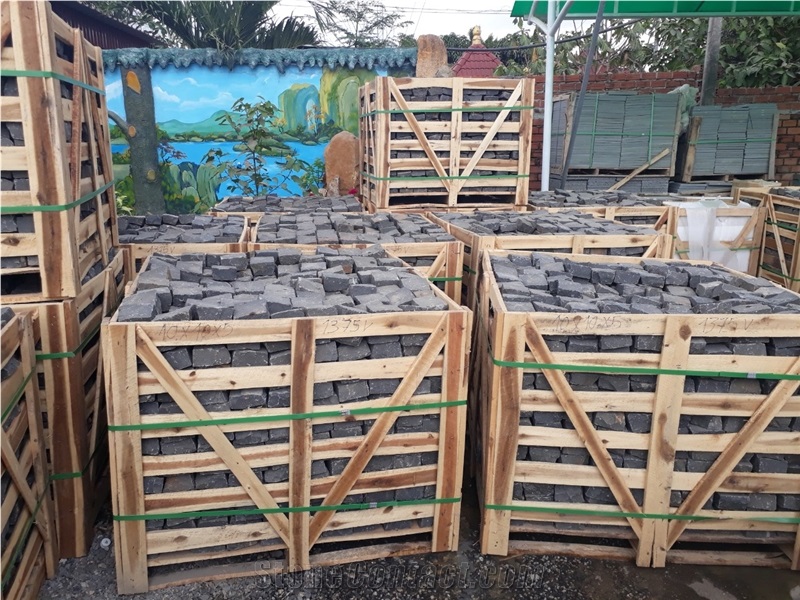 Vietnam Lava Stone Cobblestone, Basalt Pavers, Cubestone