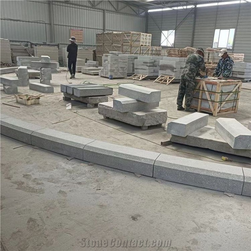 Beveled Granite Road Kerbs Chamfering And Interlock Curbs