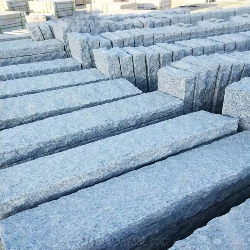 Customized Sizes Garden Grey Rough Granite Chamfer Kerbstone