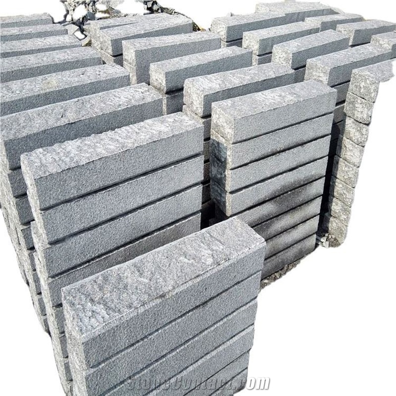 Customized Sizes Garden Grey Rough Granite Chamfer Kerbstone