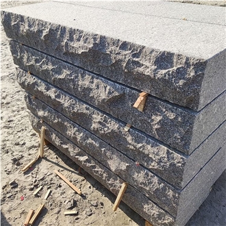 Dark Grey Granite Rough Stone Block Deck Steps