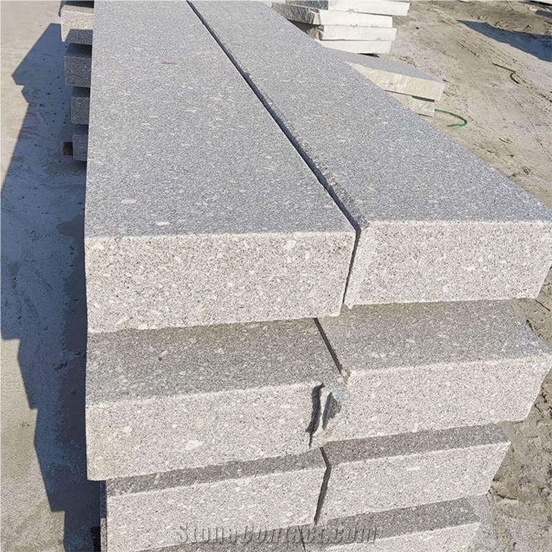 Dark Grey Granite Rough Stone Block Deck Steps